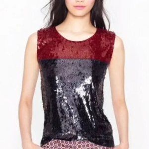 J Crew Collection Black Label Sequin Color Block Tank Top Party Holiday Size:XL